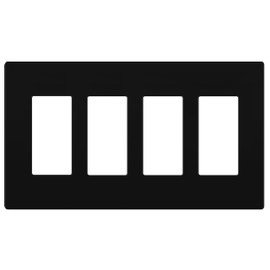 LIDER Matte Finish Quadruple Decorator Switch Cover, Screwless Wall Plate, Mid-Size 4-Gang 4.88" x 8.58", Polycarbonate Thermoplastic, UL Listed, LSWP-34M-BK, Black