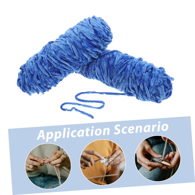 TEHAUX 2 Rolls Thick Chenille Yarn for Crocheting Convenient Polyester