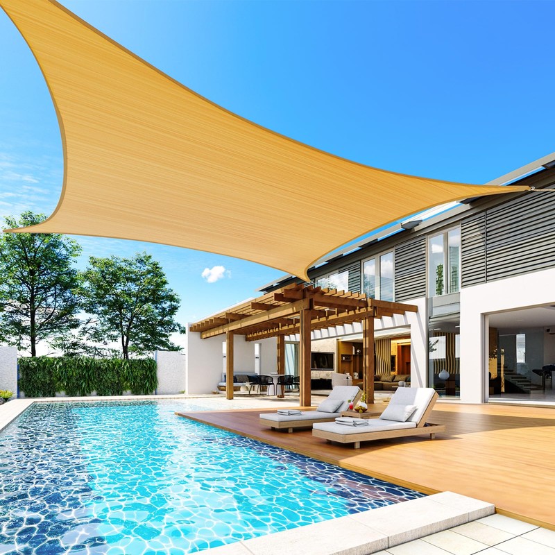 Quictent 20x16ft 185G HDPE Rectangle Sun Shade Sail Canopy 98%