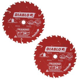 Freud D0724PX Diablo ATB Hoja de sierra circular de carburo para enmarcar y rasgar con eje de 5/8 pulgadas, paquete de 2