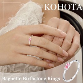 KOHOTA Silver Birthstone Rings for Women Dainty Stackable Engagement Wedding Promise Rings Non Tarnish CZ Emerald Green Gemstone Ring Mothers Birthday Gift Size 6-10