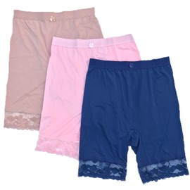 Peachy Panty 3 Packs Shapewear Smooth Hi-Waist Under skirt Slip Short Panties (Large, 3 Pack Color Wave 2)