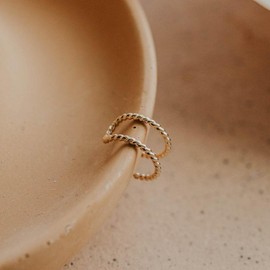 Hello Adorn Twisted Double Up Ear Cuff - Any Occassion Jewelry - Women's Fashion Accessory - No Piercing Double Earring - Metal: Sterling Silver