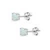 Opal Earrings for Women Sterling Silver Simulated White Opal 4mm