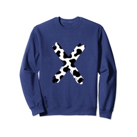 Creative Bold Marker Letter X - Cow Pattern Design Sweatshirt