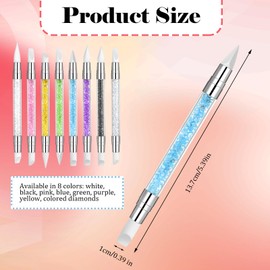 Oruola 8 Stück Nagel Pinsel,Silikon Tool Nägel Set,Silikon Nagel Pinsel für DIY Nail Art Design,Doppel Köpfe Maniküre Werkzeug mit Acryl Griff,Ideal für Anfänger und Profis