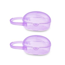 AKOAK Pacifier Box, Travel Universal Pacifier Box with Handle, is Very Useful for Mothers - A Great BPA-Free Tool for Storing Pacifiers, Pack of 2 (Purple)