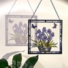 Blue Iris and Butterfly Stained Glass Suncatcher Window Panel |