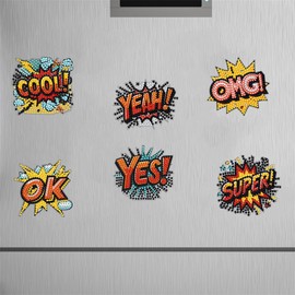 Meecaa 6 Pack Word Fridge Diamond Art Magnets Diamond Art Kit Diamond Painting Stickers for Adults DIY Home Decor (Word)
