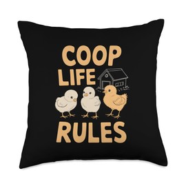 Baby Chicks in Backyards Coops Gardens Eggs Farm Rural Life Throw Pillow