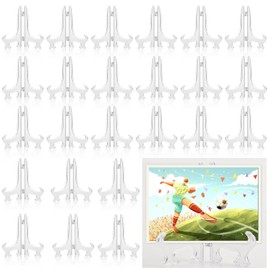 Paquete de 25 soportes de caballete de acrílico de 3 pulgadas de plástico transparente, soportes de placa para fotos, tarjetas deportivas, tarjetas de béisbol, monedas, objetos pequeños