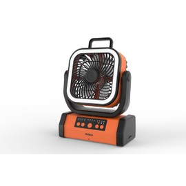 YEZUMOON 30000wAh LED Camping Fan with Remote, 4 Speeds, USB-C Charging, Timer,automatic oscillation, Hanging Hook,Ideal for camping, power outages and hurricanes (Orange with Bluetooth-3w)