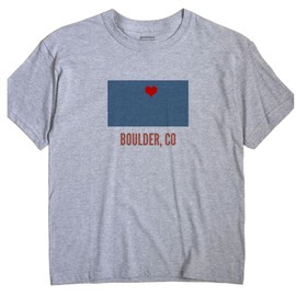 GreatCitees Boulder Colorado T-Shirt Heart Medium Grey