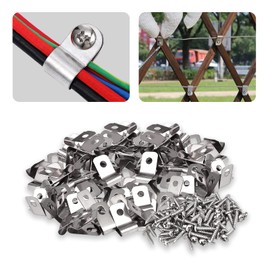 Sptchapn Fence Wire Clamps Agricultural Fencing Mounting Clips, Stainless Steel Wire Clips with Screws Vinyl Fence Clips for Christmas Tree Wire Clamps Welded Wire to Wood, Metal or Vinyl Fence(300)