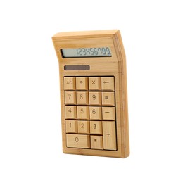 Eco-friendly Bamboo Electronic Calculator Counter Standard Function 12 Digits Solar & Battery Dual Powered for Home Office School Retail Store