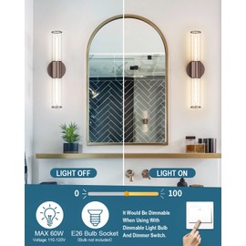 Eietonte Bathroom Vanity Light Fixture, 2-Light Oil Rubbed Bronze Wall Sconce Lighting Fixture with Clear Glass, Indoor E26 Stocket Wall Lamp for Mirror Living Room Hallway, 2 Pack