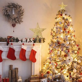 1 x Christmas Tree Star Topper, 15 cm, Tree Crown Star Topper, Party Decoration, Star Decoration, Metal Glitter Ornament, Glittering Gold Christmas Tree Ornament, Indoor Home Party Decoration