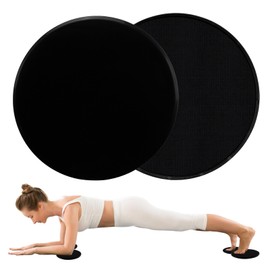 2Pack Gliding Discs, Dual Sided Core Sliders Core Sliding Discs Exercise Slider Ultimate Core Trainer Gym Home Abdominal Total Body Workout Gliders Gym Use on Carpet Hard Floor for Women Men (Black)