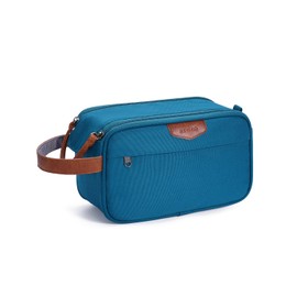 ECOHUB Wash Bag for Men, Water-Resistant Travel Toiletry Bag with Wet Pocket, Wide-Open Dual Zipper Dopp Kit Shaving Bag Fit Full Size Toiletries, Recycled Cosmetic Makeup Organizer Bag, Blue Green