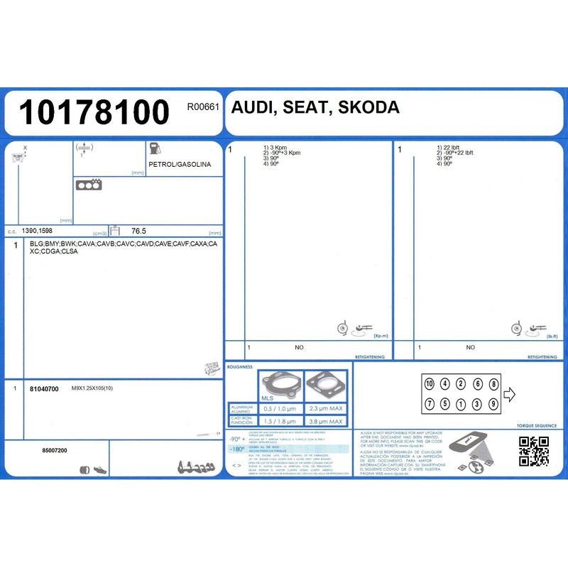AJUSA 81040700 Bolt Kit for Cylinder Head
