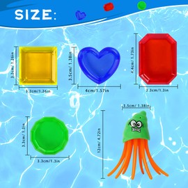 20 PCS Pool Toys Swimming Toys for Kids, Swim Toys Set Included 3 Squid Dive Toys 17 Gem Diving Toys