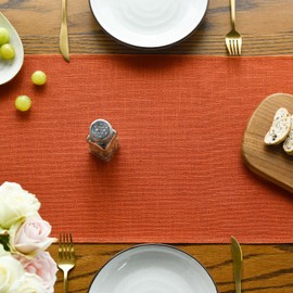 Artoid Mode Terracotta Orange Boho Rustic Farmhouse Fall Tassel Table Runner, 33x143 cm Autumn Kitchen Dining Decoration Wedding Holiday Party Decor