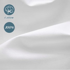 FANSU Round Fitted Sheet 220 x 220, 100% Cotton Flat Sheet, Breathable Soft, White, Round Fitted Sheets for Box Spring Bed, Suitable for Mattress up to 25 cm