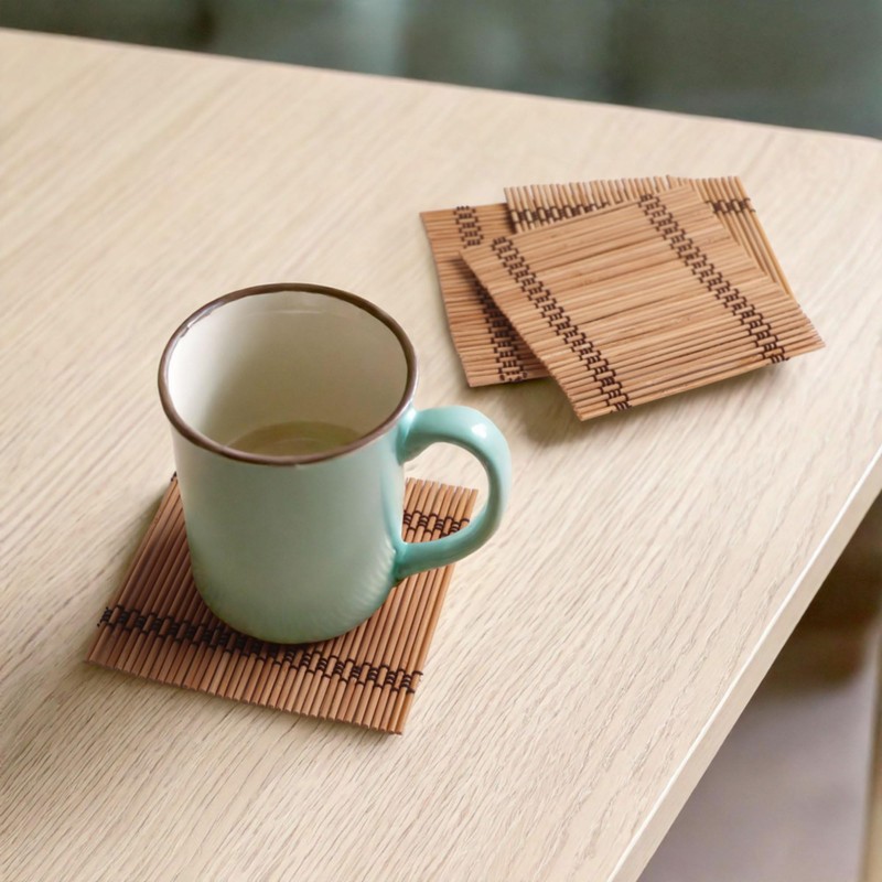BambooMN Premium Bamboo Matchstick Coasters - 4.25" x 4.25" -