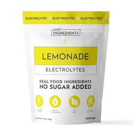 JUST INGREDIENTS Mezcla de bebida de electrolitos de limonada - Agua de coco, sal marina, oligoelementos - 30 porciones                               