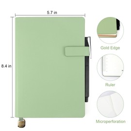 WETLOTE Soft Cover Leather Journal Notebook A5 Lined 212 Pages 5x8.25 Inches with Strap Closure Travel Work School Writing Journaling Notebooks for Women Men Gift Box Packaging Grass Green