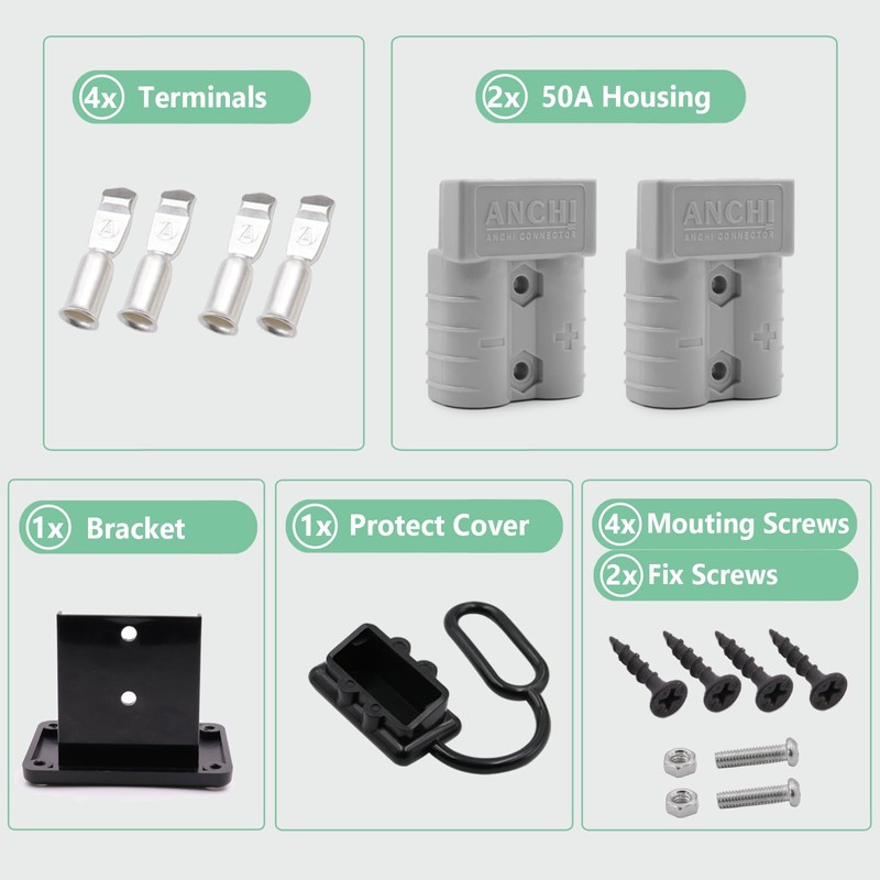 ANDCHIER 50 Amp Battery Quick Connect Connector 6-12 Gauge Battery