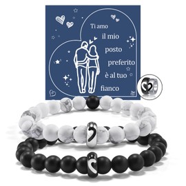 YELUWA Rings Bracelets Couple Gifts, Couples Bracelets Long Distance Relationship His Promise Bracelet Valentine's Day Cutest Christmas Couples Gifts For Him Your Boyfriend Girlfriend Women Men,