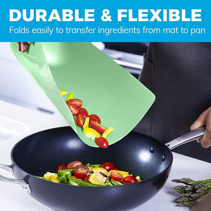 Extra Thick Pastel Flexible Plastic Cutting Board Mats with Food