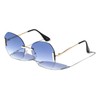 Oversized Rimless Round Luxury Elegant Aviator Sunglasses (Gold & Black