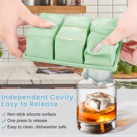 Silicone Ice Cube Tray 3Pack, SAWNZC Large Ice Cube Molds for Whisky Cocktail, Big Square Ice Maker Tray with Lid for Freezer