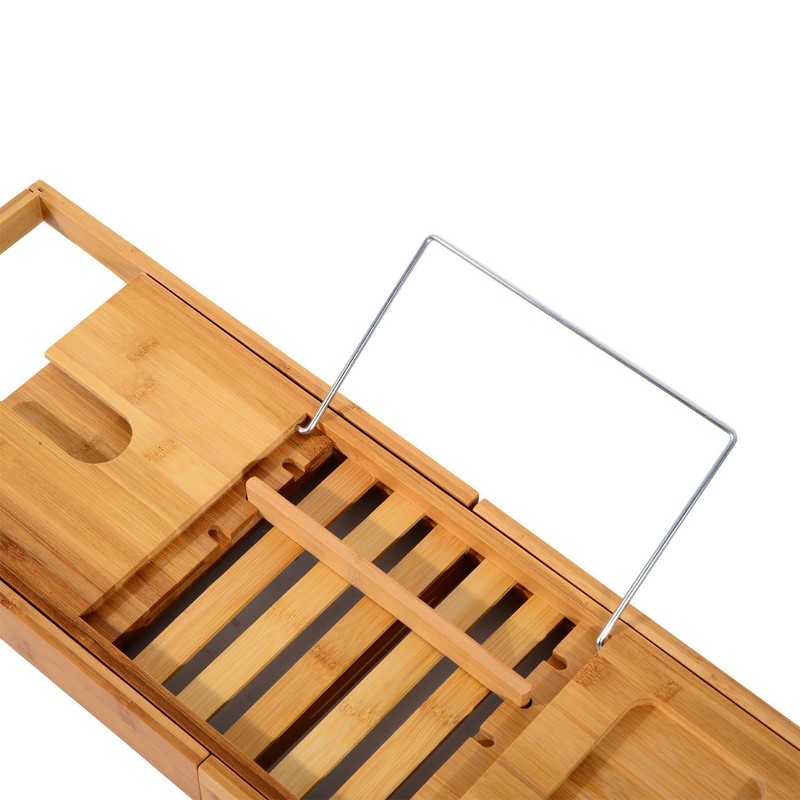 LEGENDARY-YES Bathtub Rack Bamboo Shelf Shower Tub Book Reading Tray