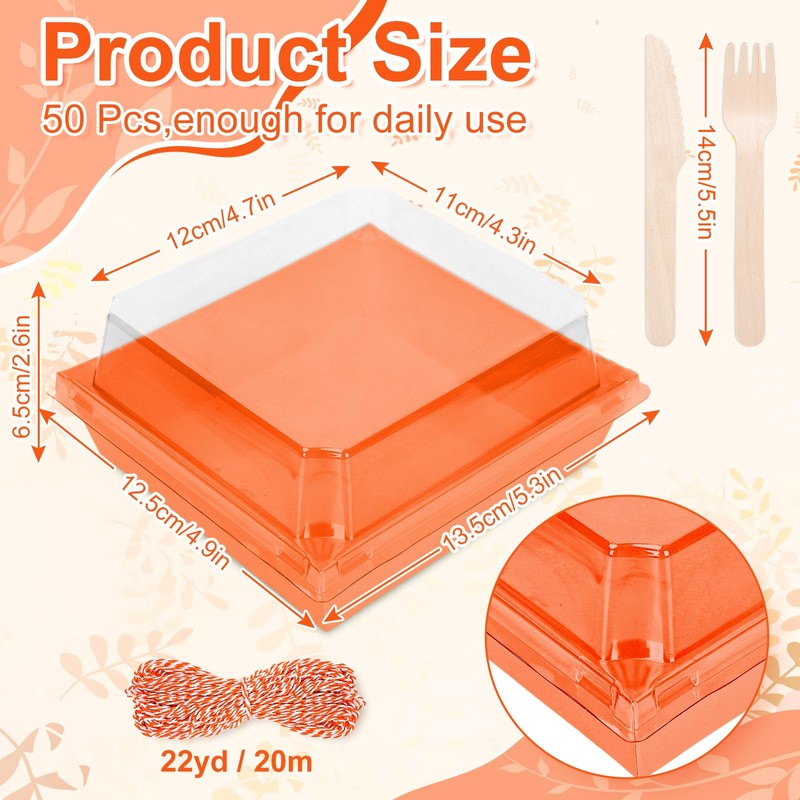 Whaline 50 Set Fall Thanksgiving Orange Small Charcuterie Boxes with
