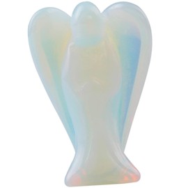 Nupuyai Opalite Guardian Crystal Angel Ornament, 4cm Hand Carved Healing Gemstone Pocket Angel Statue Figurine for Home Decor