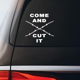 Come and Cut It Barbed Wire Texas Abbott Sticker Decal Notebook Car Laptop 5.5"x5.5" (White)