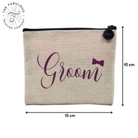 Canvas Bag - Wedding Collection Bride Groom Maids Best Men Parent Elegant Designs Flower - Canvas Cosmetic Bag in Linen Look - Toiletry Bag - Purse, Minimal Groom, Cosmetic bag