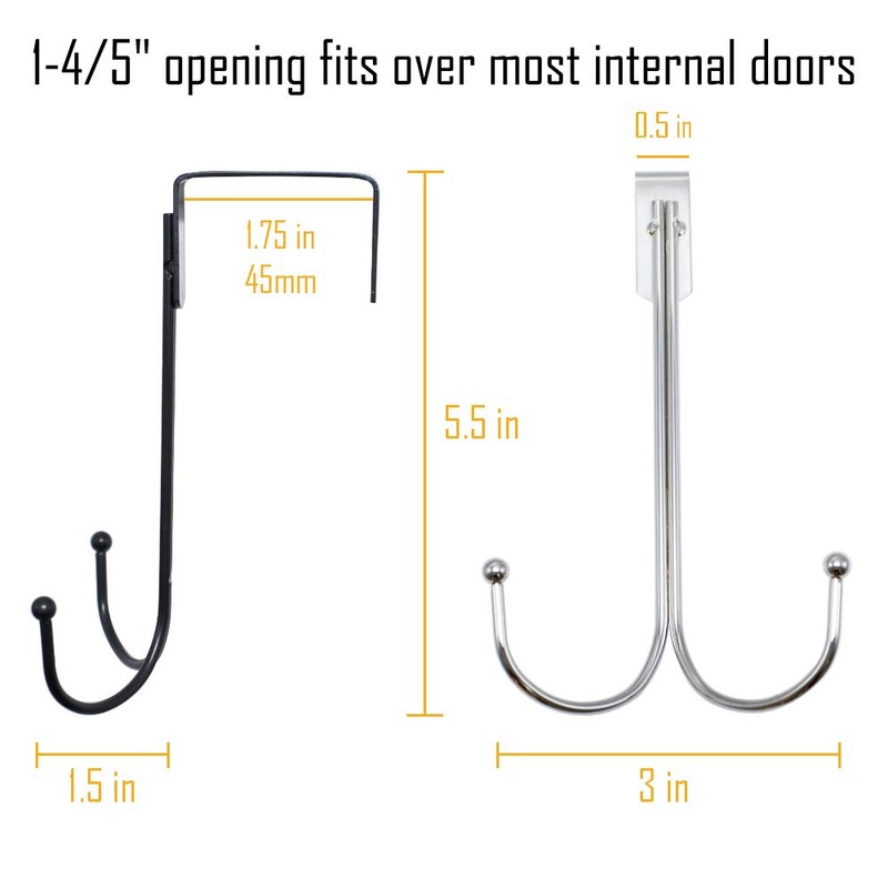 SayHi2U Over-The-Door Double Hanger Hook, Durable Metal Organizer for Hanging