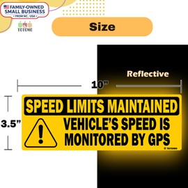 TOTOMO 10pk Vehicle Speed is Monitored by GPS Speed Limits are maintained Sticker 10"x3.5" Highly Reflective Premium Quality Fleet Car Truck Van Safety Caution Sign