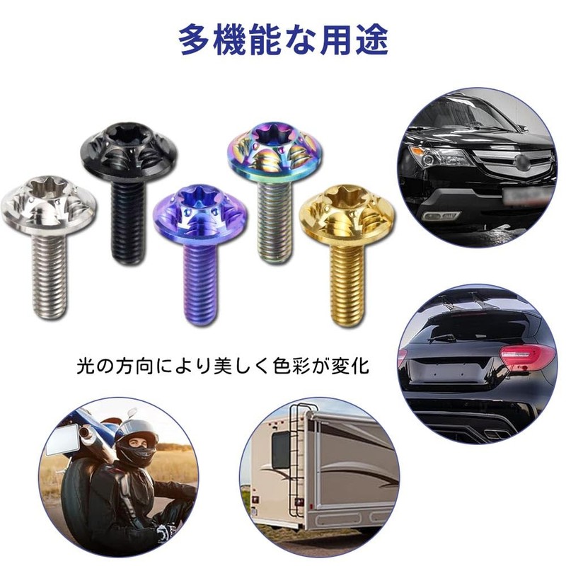 HiLiBoom License Plate Bolt M6 Anti-theft Screw Titanium Alloy Snowflake