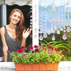 DEMIUKO 400PCS Crystal Sun Catchers DIY Kit Suncatcher Making Kit for Adults, Crystal Hanging Ornament Prism Wind Chimes Sun Moon Pendants Suncatchers for Window Garden Chandelier Office Home Decor