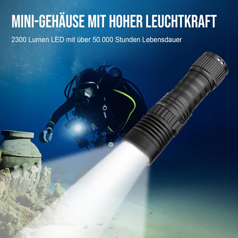 Trustfire DF006 Dive Light - 2300 Lumen Underwater Flashlight, 100