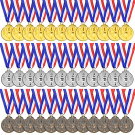 Brelet 36 medaglie d'oro Medaglia d'argento Medaglia di bronzo in metallo con nastri da collo Medaglia di calcio Compleanno Sci Lavoro Sport per Ricompensa Sport Day Diametro ca. 5 cm