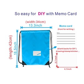 JohahaTim Drawstring Backpack Bulk 40 Packs Draw String Bags for Gym Sports Trip Pedestrianism Cinch Sack DIY for Women Men with Memo Card (sky blue)