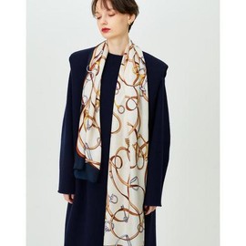 Daks (신세계강남점)DCSC5E011N2 SILK100%네이비 체인패턴 롱 실크스카프 (Sinsgaekangnam) DCSC5E011N2 100% Silk Navy Chain Pattern Long Silk Scarf