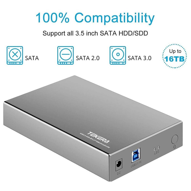 TEKERA Hard Drive Enclosure,USB 3.0 / USB C to SATA