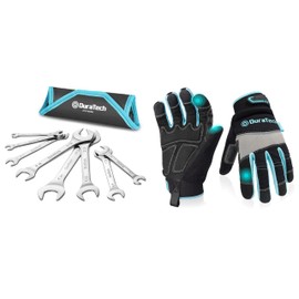 DURATECH Super-Thin Open End Wrench Set & Safety Work Gloves